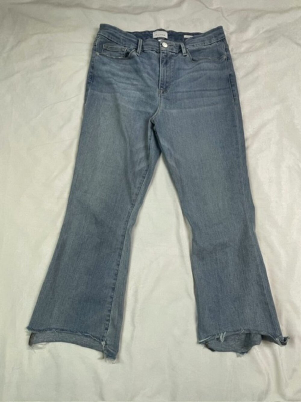 FRAME Women's Le Crop Mini Boot Jeans, Blue Denim, Size 31